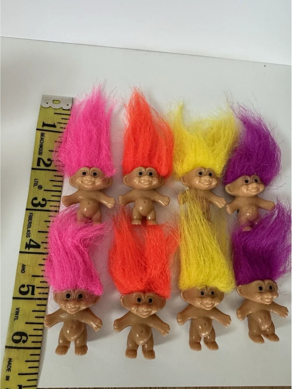 Vintage Russ Mini Magnet Good Luck Troll Lot of 8 2” Neon Hair Original Stickers